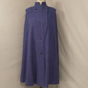 Donegal Tweed Rich Purple Cape Jimmy Hourihan Dublin Ireland Warm Wool 45" Long